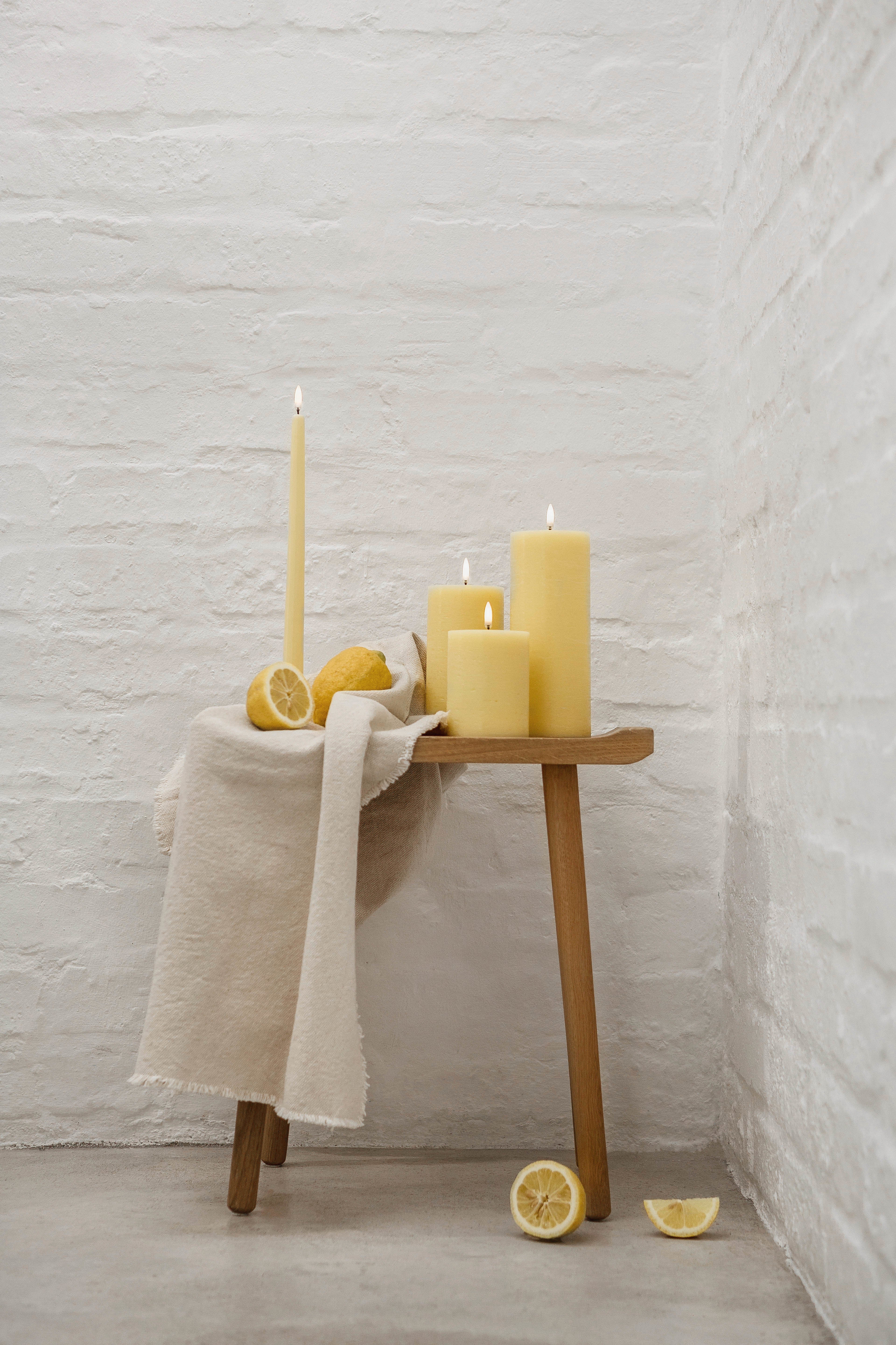 LED Rustic pillar lys, Wheat Yellow - H15 cm.